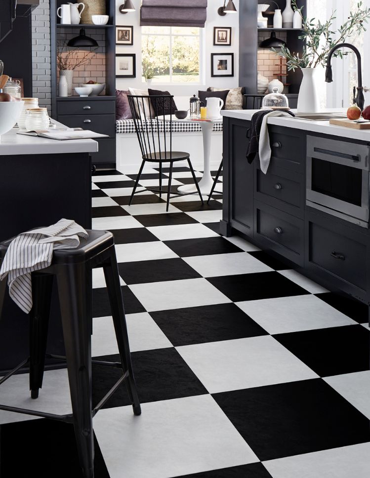 luxury vinyl tile flooring in a stylish kitchen